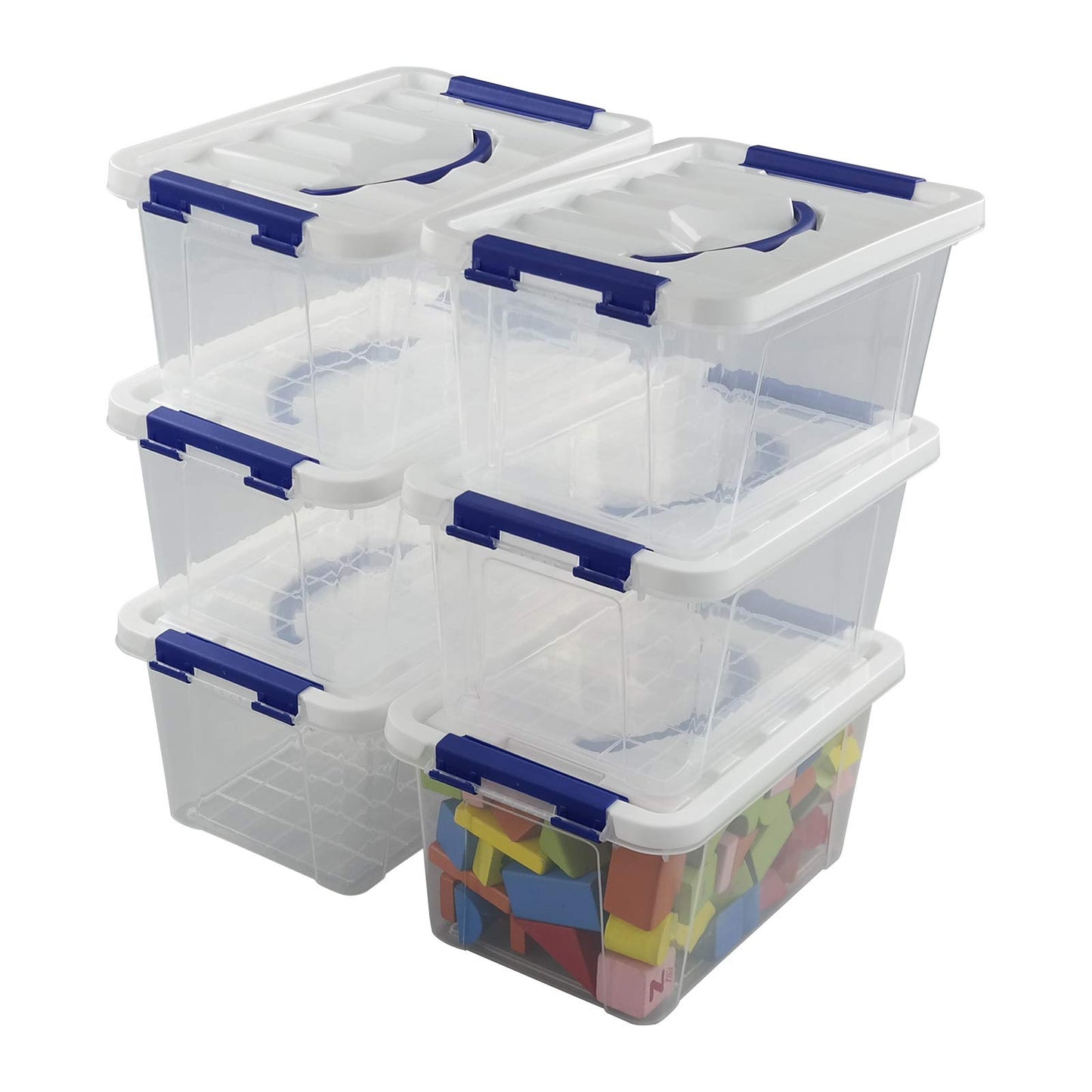 Dynko 6-pack 7 Liter Storage Boxes with Lid, Plastic Lidded Storage Box Bin