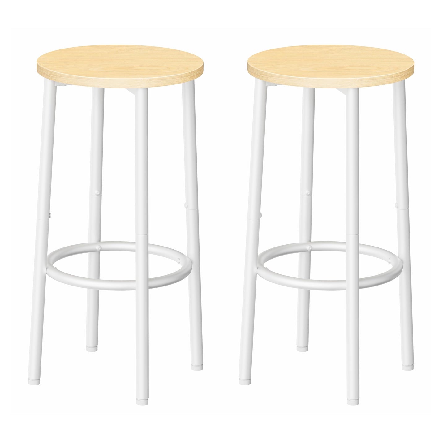 HOOBRO Bar Stools Set of 2, Breakfast Round Bar Chairs with Footrest, Pub Stools, Sturdy Metal Frame, for Dining Room, Kitchen, Party, Industrial