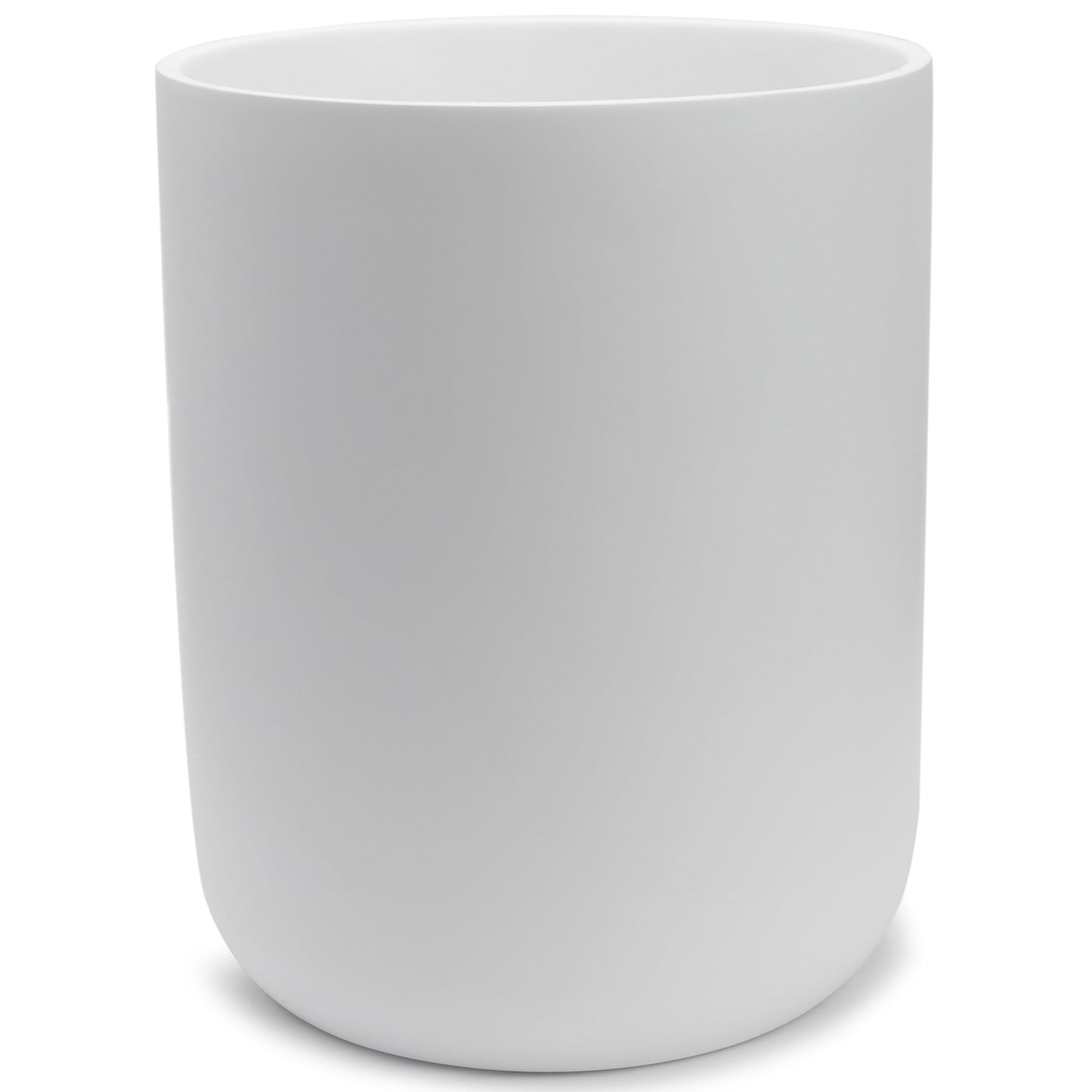 YEW DESIGN Matte White Round Compact Trash Can Mini, 2 Gallons / 7.5L Garbage Bin, Tiny Wastebasket for Bathrooms, Office, Under Desk, Bedroom