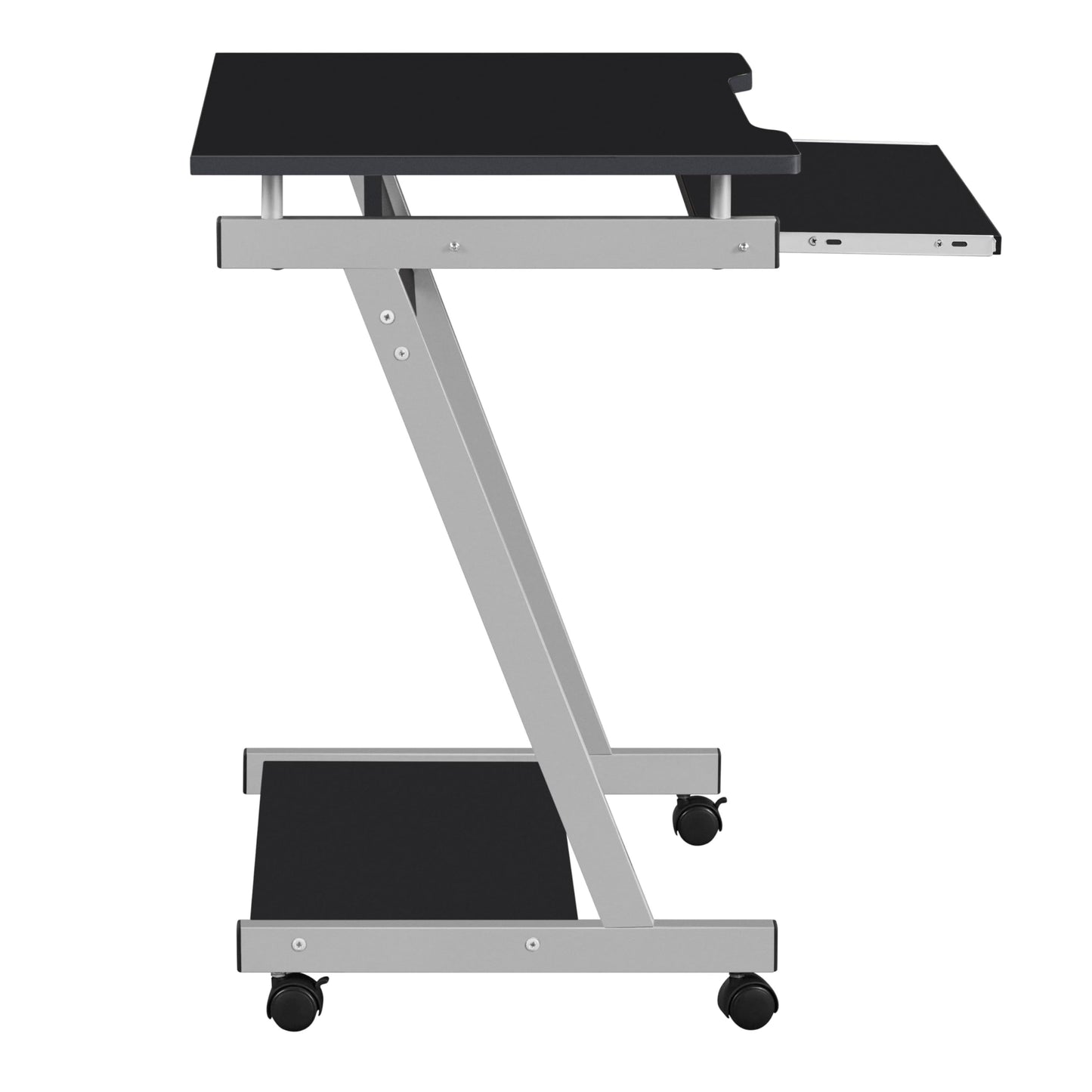 Yaheetech Small Computer Desk Z-Shaped PC Table on Wheels Movable, Black