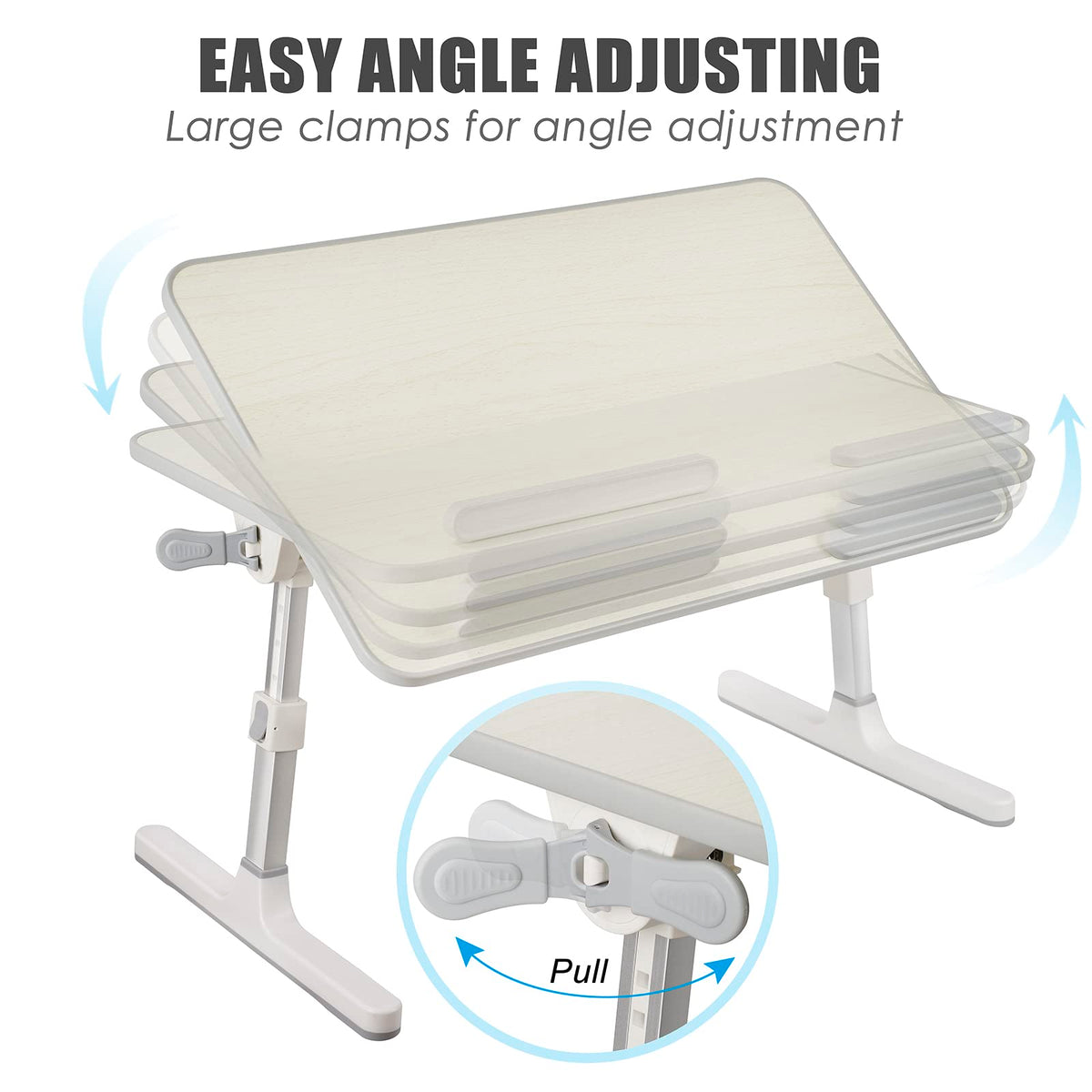 Laptop Desk Table, Height Adjustable Bed Table with 4 Adjustable Angles, Laptop Stand for Working Reading Eating