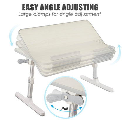Laptop Desk Table, Height Adjustable Bed Table with 4 Adjustable Angles, Laptop Stand for Working Reading Eating