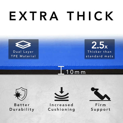 Large Exercise Mat  Extra Wide & Extra Thick Yoga Mat (183cm x 80cm x 10mm), TPE Fitness Mat with Free Carry Straps, Perfect for HiiT Home Workouts &