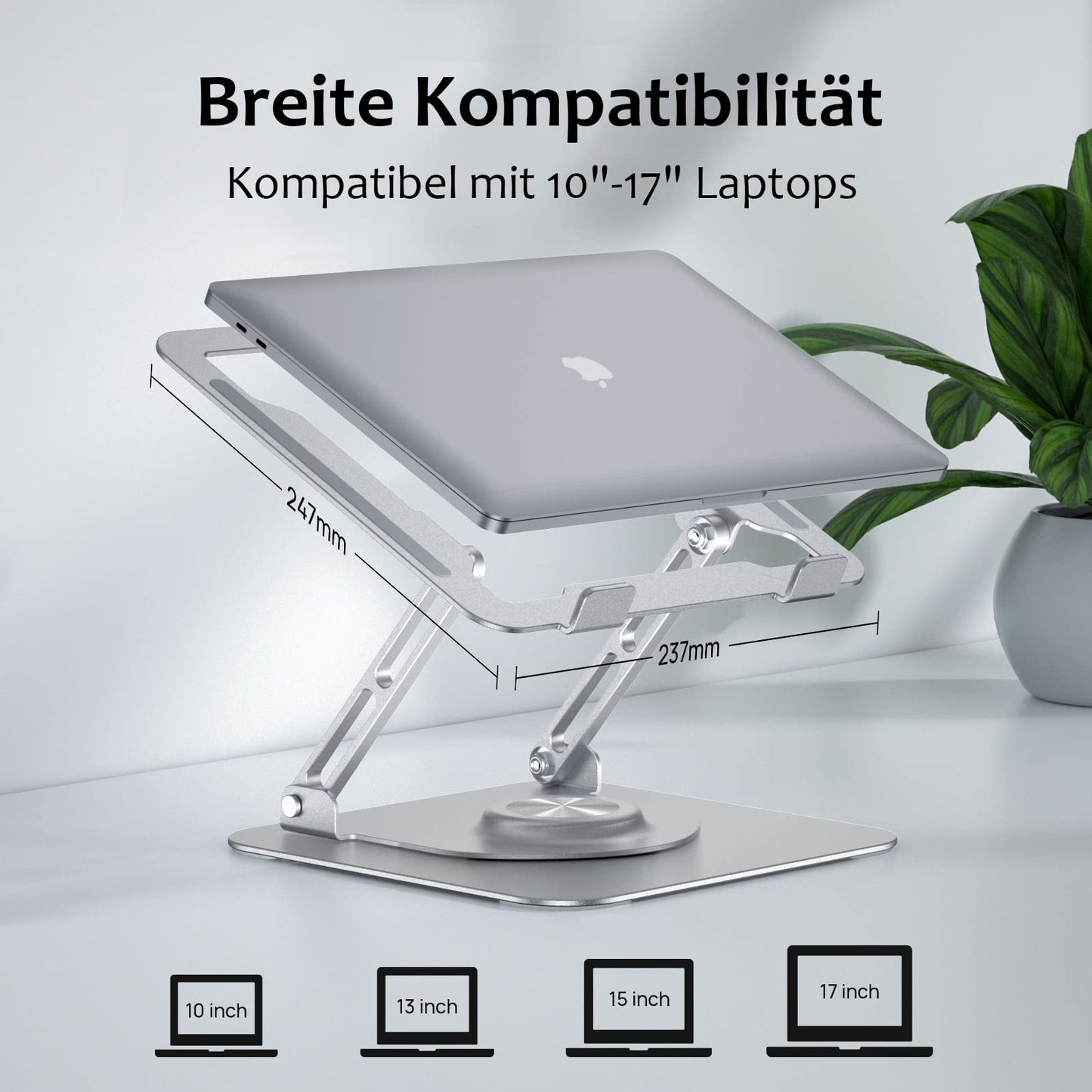 JOYEKY Laptop Stand, Foldable & Portable, Aluminium, Height-Adjustable, Compatible with Laptops 10-16 Inches