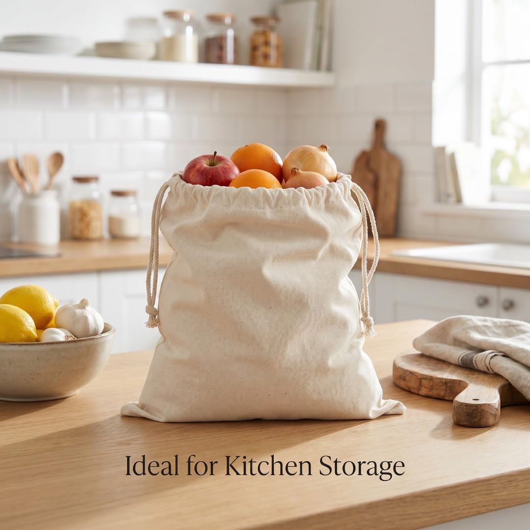 IMFAA Sack Drawstring Cotton Canvas Bags – Reusable, Eco-Friendly Storage & Laundry Bags for Clothes, Travel, Toys & Gifts (10, Large(40x50) Cm)