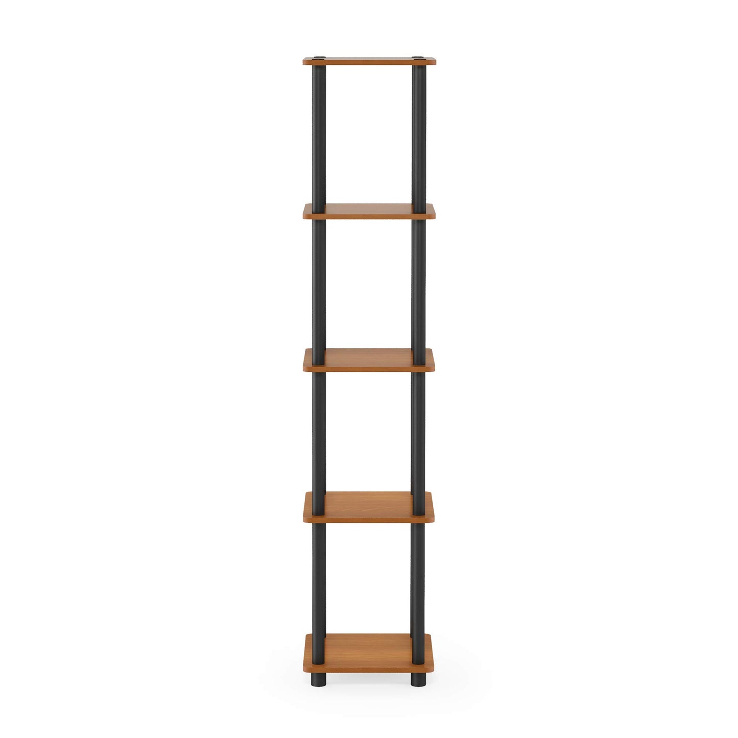 Furinno TURN-N-TUBE Storage Shelves, 5-Tier Square Book Shelf, Corner Shelf, Toolless Open Shelves, Round Tubes, for Organization and Storage