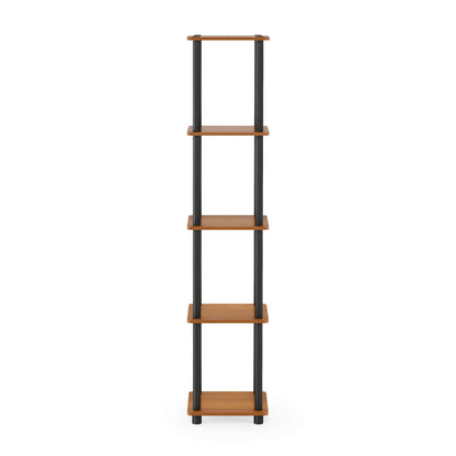 Furinno TURN-N-TUBE Storage Shelves, 5-Tier Square Book Shelf, Corner Shelf, Toolless Open Shelves, Round Tubes, for Organization and Storage