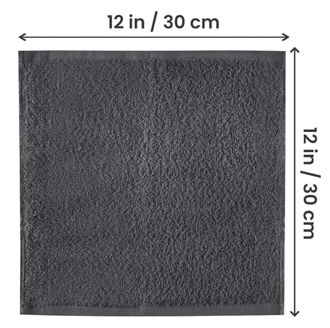 100% Cotton Face Cloths Pack of 12, Face Towels 500GSM Size (30x30cm), Soft Cotton Wash Cloths for Washing Face, Reusable Facial Cleansing Washcloths