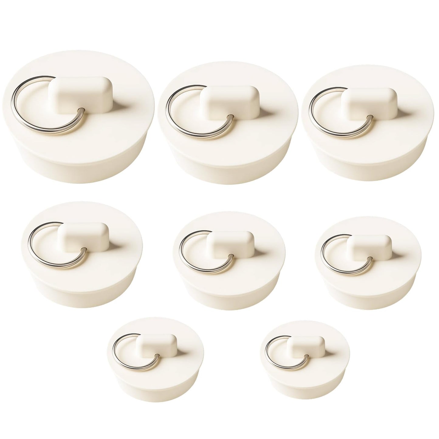 Sink Plugs, Bath Plug Replacement, Universal Bath Plug, Set of 8, Durable Rubber Design, Fits Most Sink and Bathtub Drains, Easy to Install and Remove