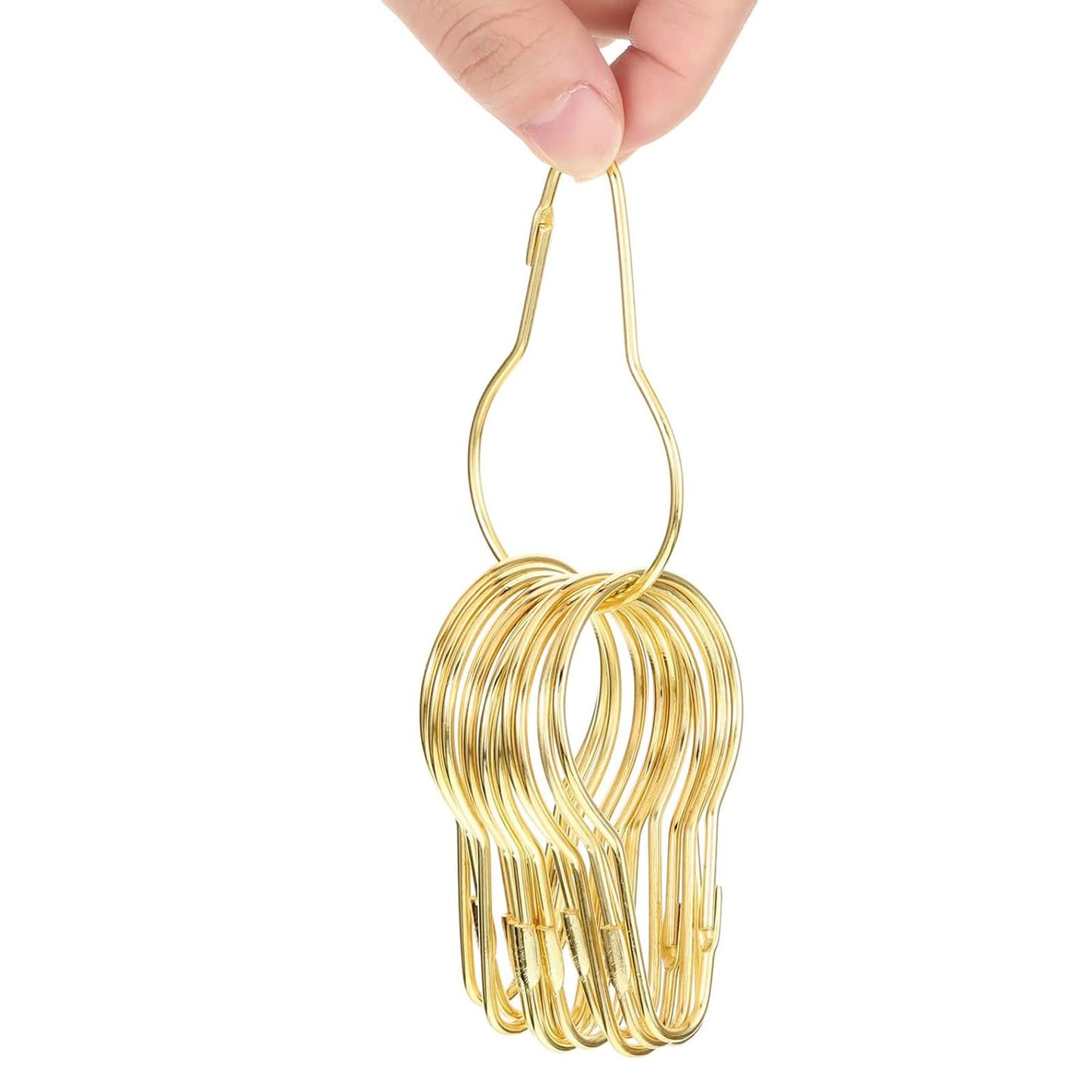 TA-VIGOR 20pc Shower Curtain Rings - Metal Decorative Hooks, Loop Hangers, Hanging Clips for Bathroom/Kitchen Curtain Rods, Gold