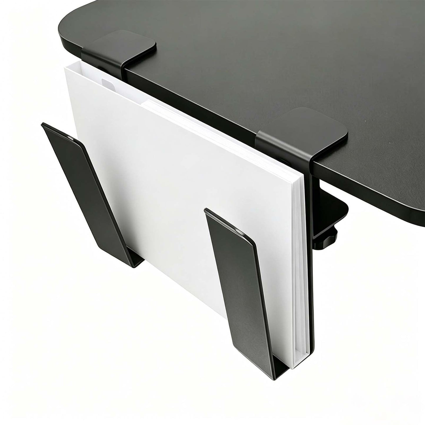 Wovella Adjustable Under Desk Laptop Stand, Metal Hanging Undershelf Clamp, No Drilling Laptop Organizer for Office and Home