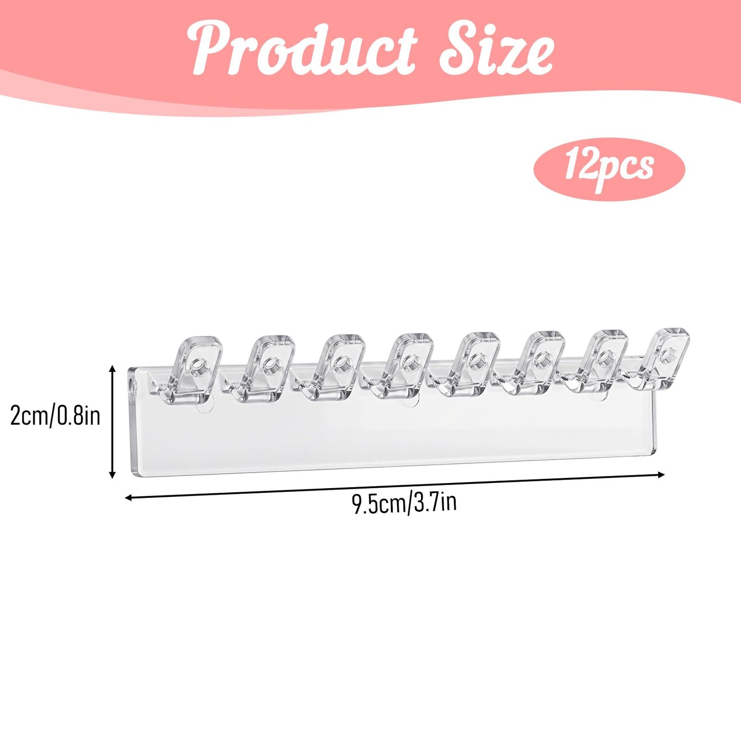 12Pcs Necklace Holder Wall Mounted, Acrylic Necklace Organizer with 8 Hooks
