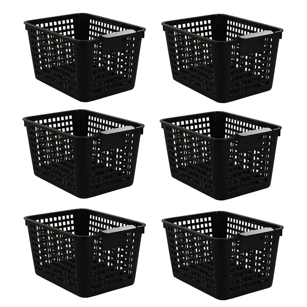 Yarebest 6-pack Black Basket, Plastic Storage Baskets, Cupboard Basket