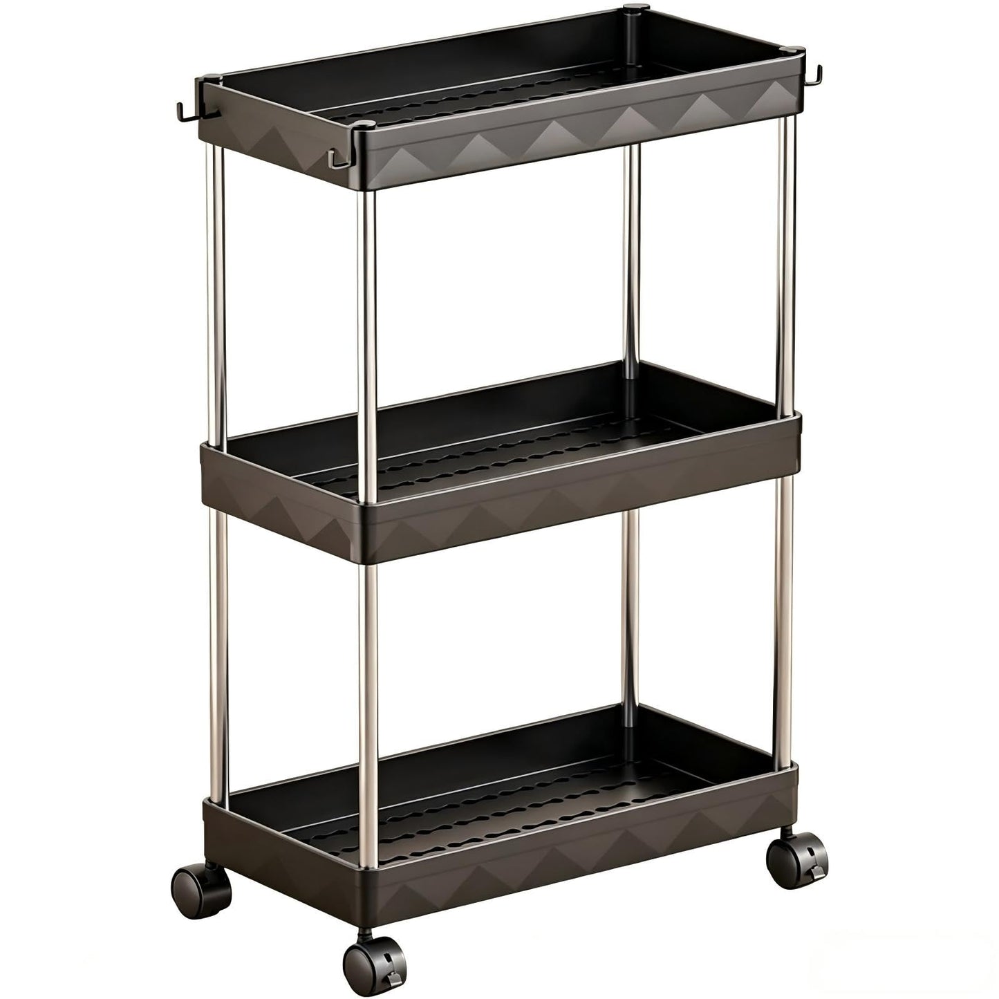 Multibao 3 Tier Slim Slide Out Kitchen Trolley Rack Holder Storage Shelf Organiser with Wheels for Small Spaces Bathroom Kitchen Laundryroom Bedroom