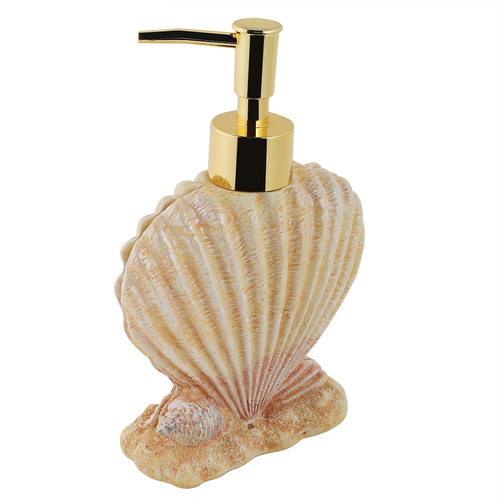 300ml Hotel Soap Gel Liquid Lotion Hand Press Bottle,Resin Material, Electroplating Press Head, Shell Shape Design for Bathroom