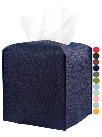 Leather Tissue Box Cover Square – JESMINI, Navy Blue Modern PU Leather Tissues Cube Box Holder Decorative for Bathroom Vanity Countertop/Night