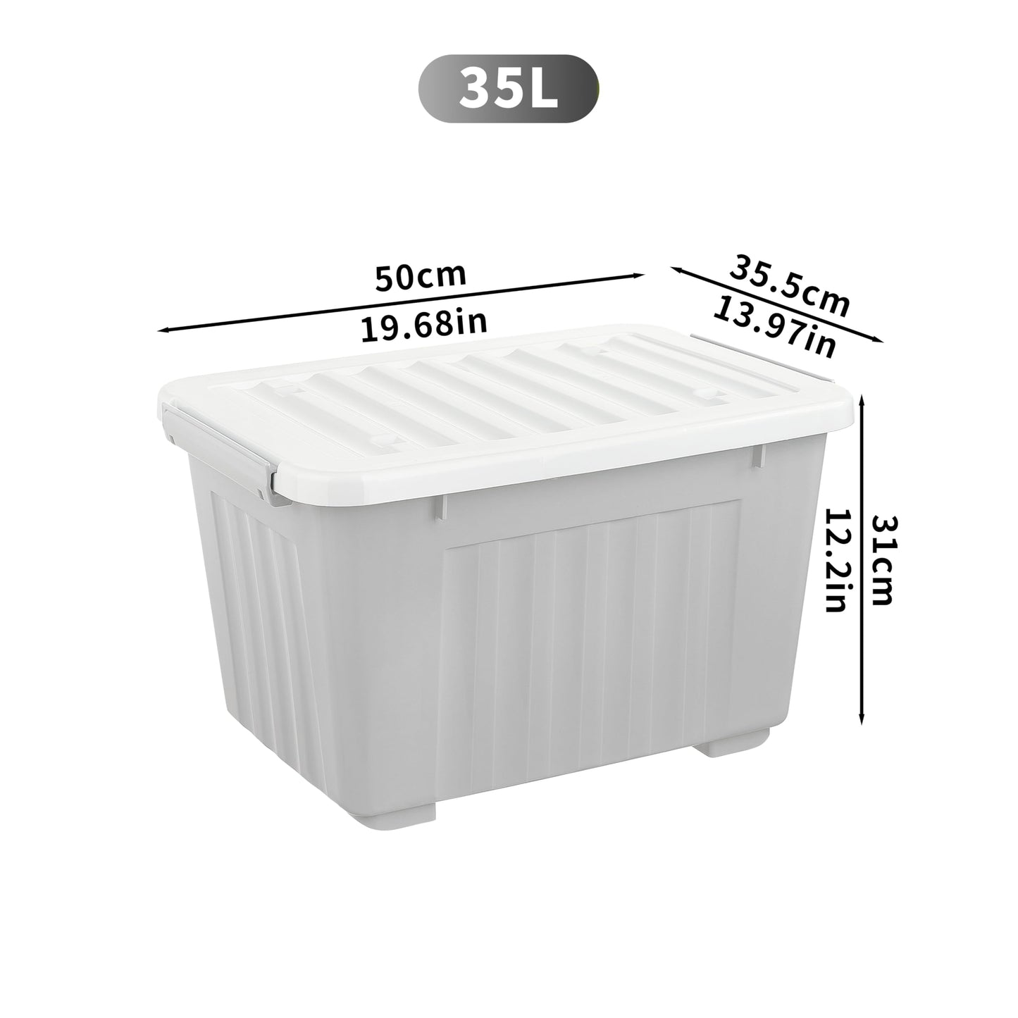 Cetomo 35L*4 Storage Boxes with Lids, Plastic Storage Box with Wheels and Secure Side Latches, Stackable & Nestable Organizer for Home, Office