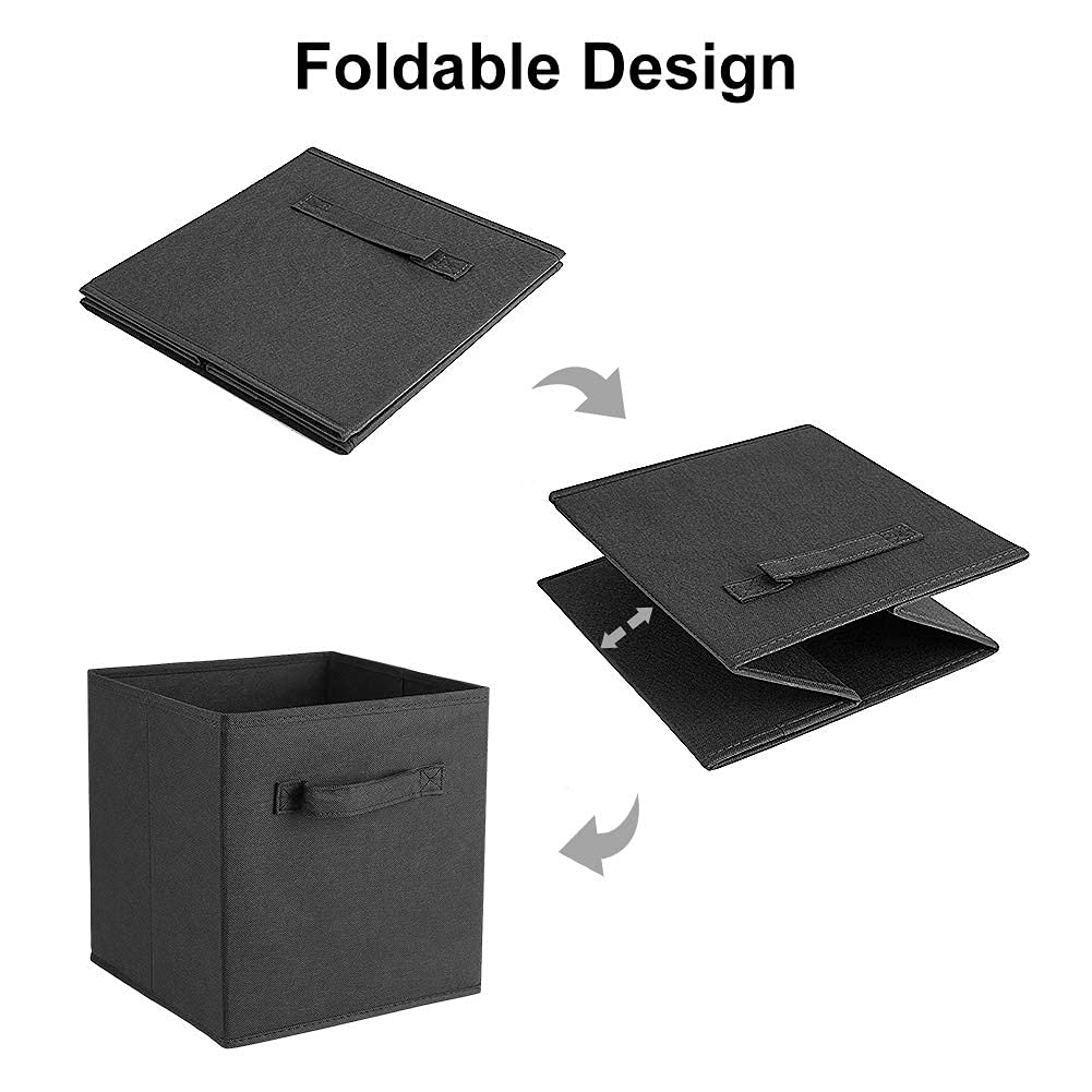 Storage Bins,Set Of 6 Storage Baskets, Foldable Storage Cubes Fabric Basket with Handle for Bedroom Home Office, Collapsible Nursery Drawer Organizer