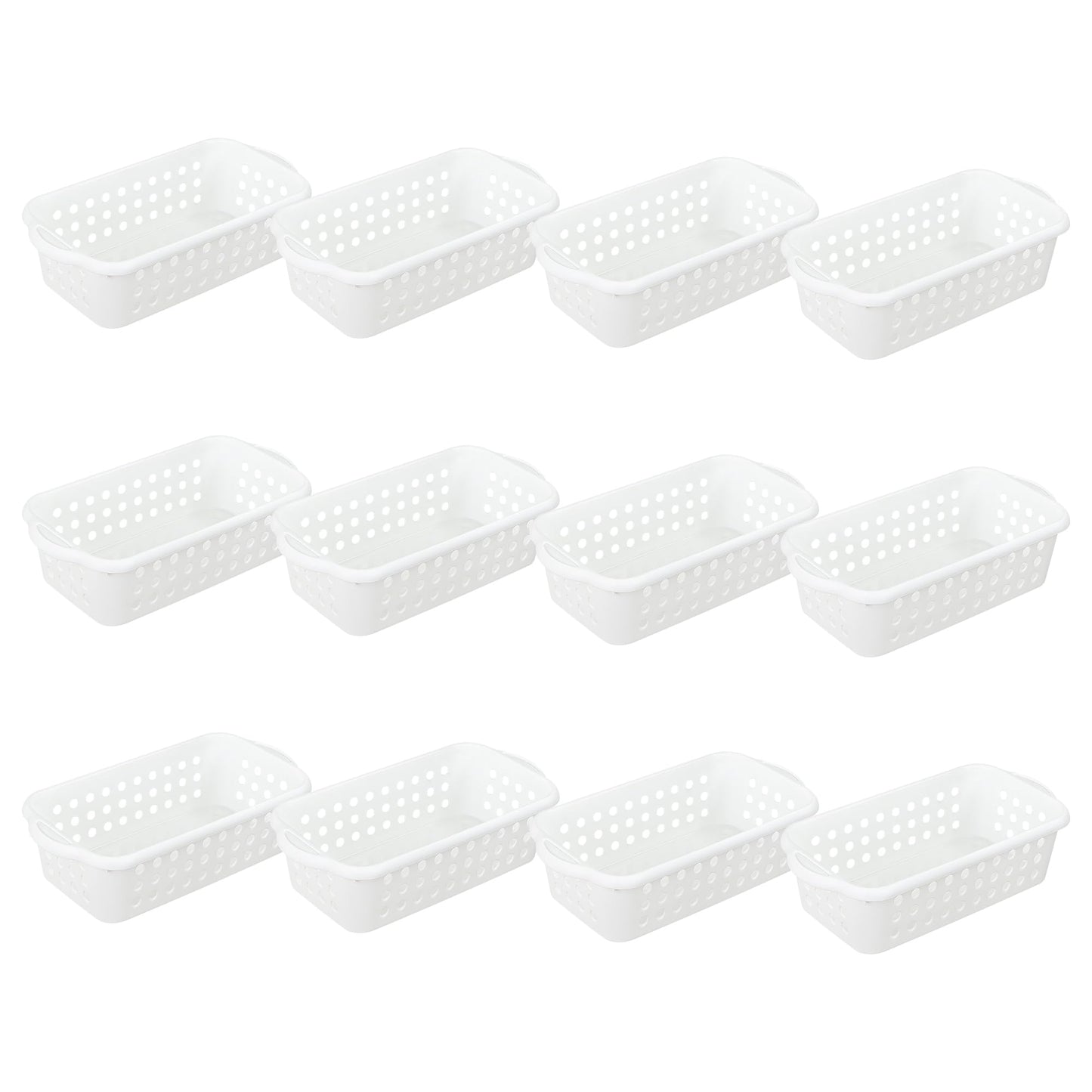 Cetomo Plastic Storage Baskets with Handle, Storage Boxes, Shelf Basket Organizer with Hole, Open Top Storage Bin for Shelves Home Kitchen Office