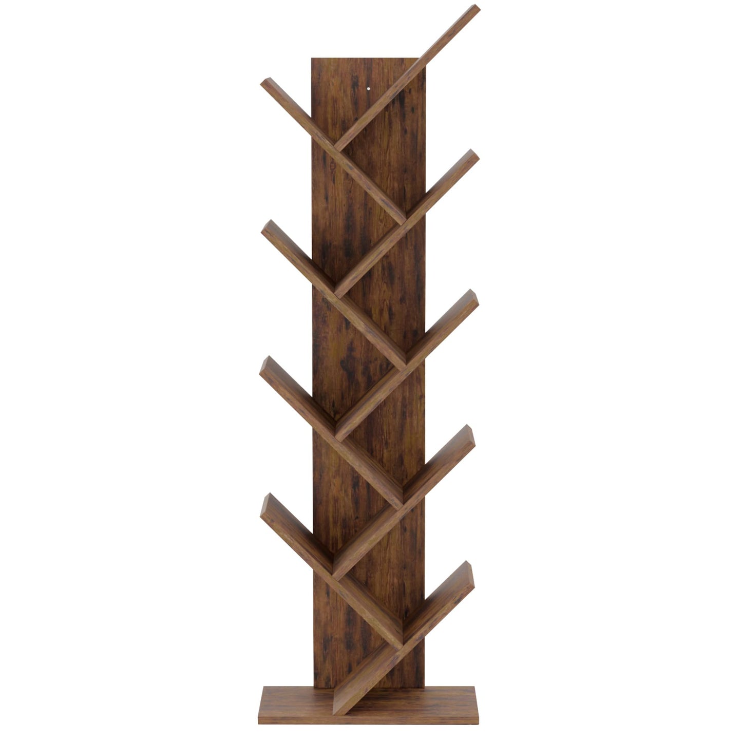 Mondeer Tree Bookshelf, 8 Tier Bookcase Free Standing, Rustic Brown