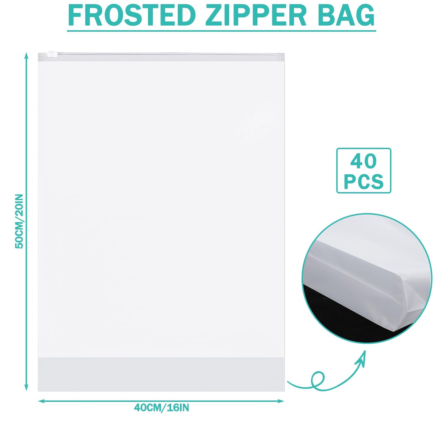 40 Pcs Clear Storage Bags, Reusable Travel Clothes Bags, 50 x 40 CM