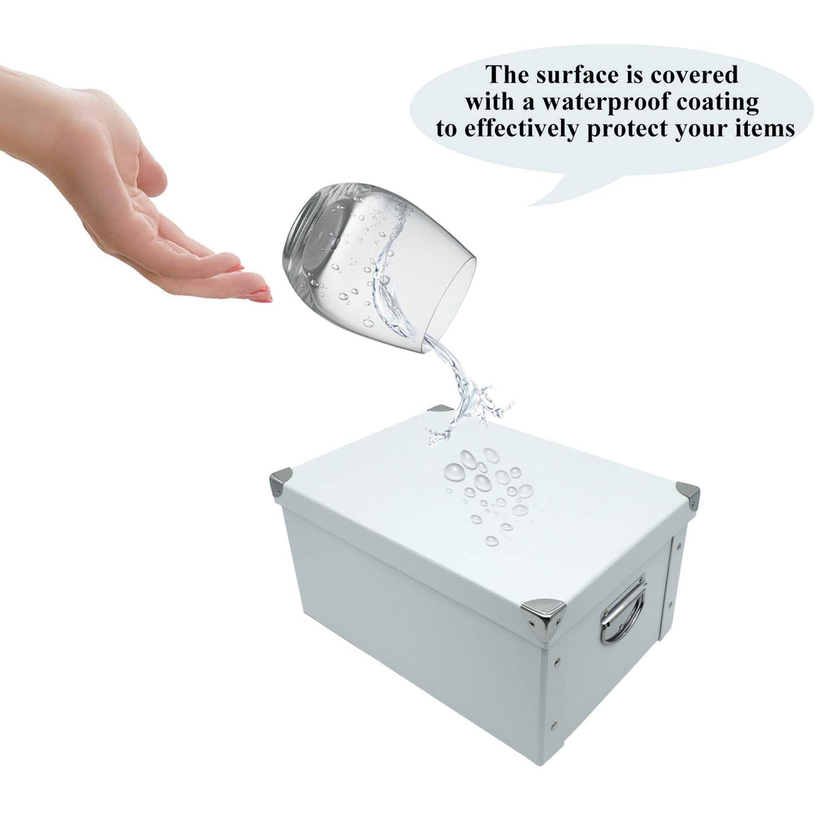 GUOZI Collapsible Storage Box with Lid, Decorative Cardboard File Organizer