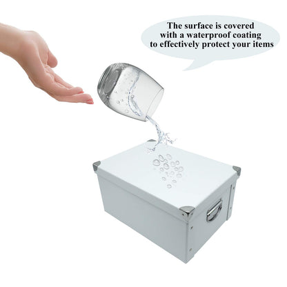GUOZI Collapsible Storage Box with Lid, Decorative Cardboard File Organizer