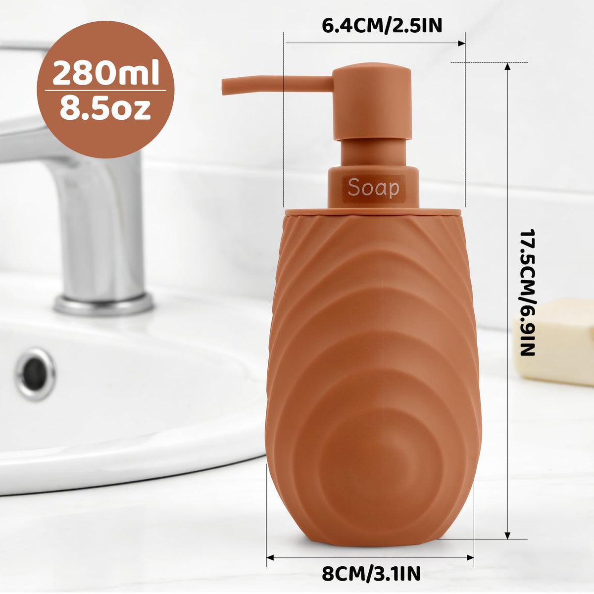 Hand Soap Dispenser Bathroom Bamboo with Texture, Soap Dispenser Kitchen