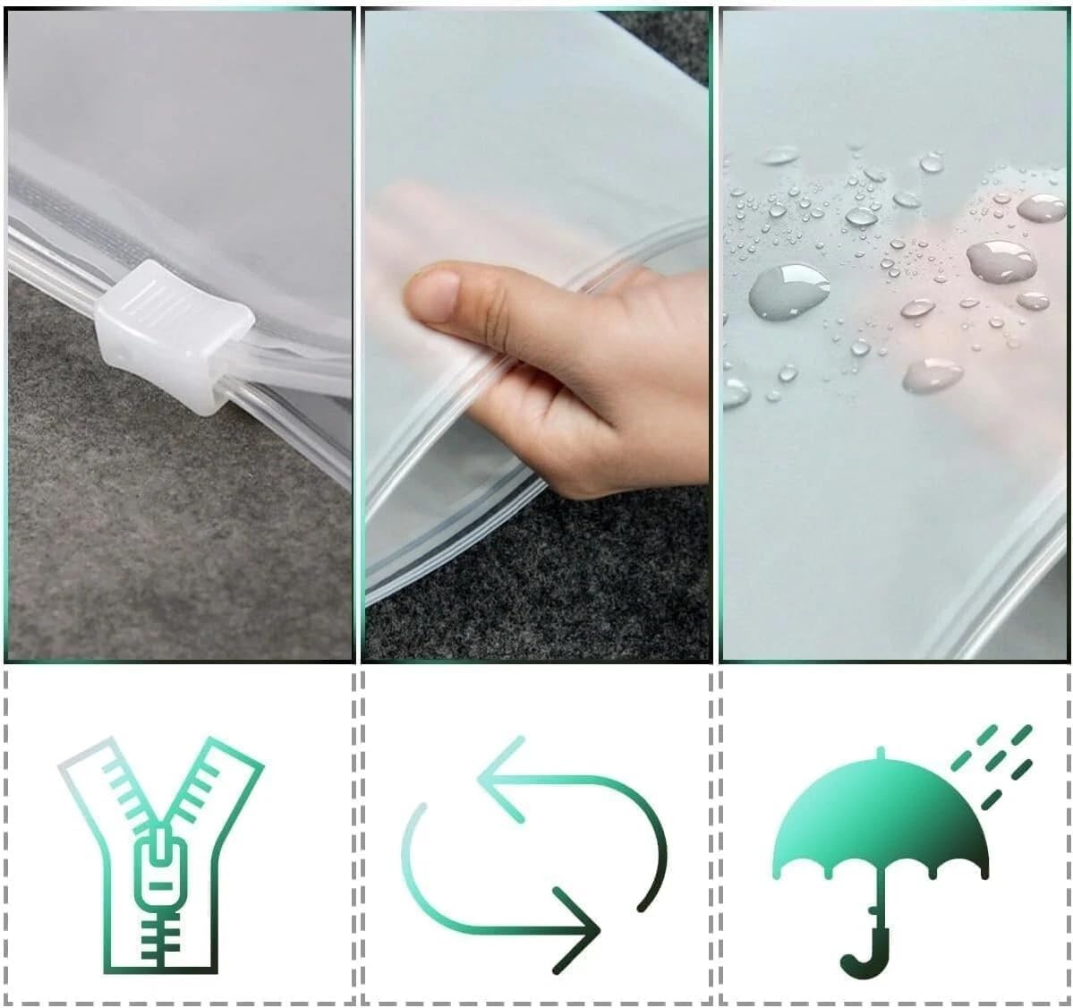 25Pcs Reusable Ziplock Bags,Travel Clothes Storage Bags,5 Multiple Size, Reusable Plastic Frosted Packing Storage Bags for Clothes Shoe