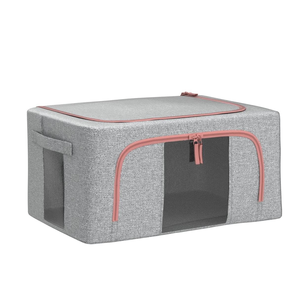 FUSACONY Closet Organizers and Storage, Foldable Oxford Cloth Steel Frame Box,2 Pack,Clear Window & Carry Handles, Waterproof