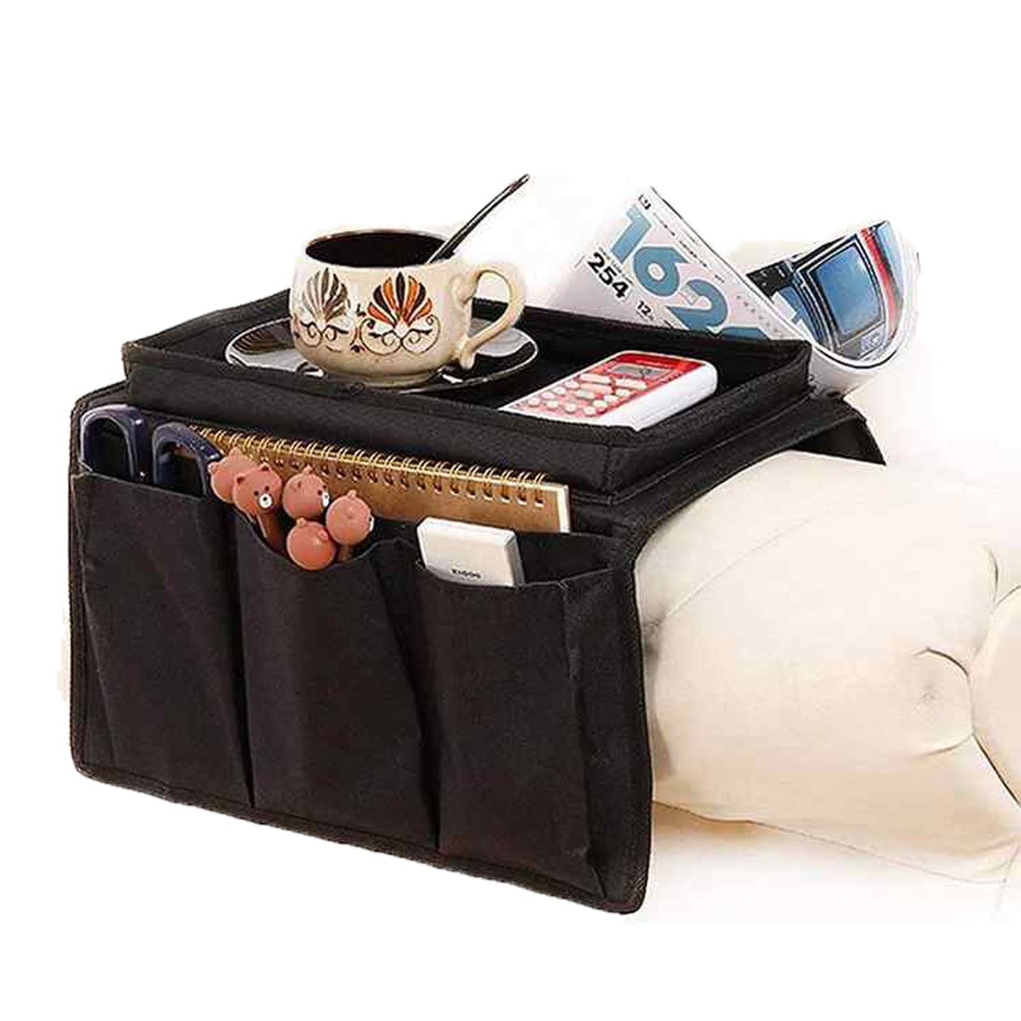 Sofa Armrest Organizer for Couch Armchair Recliner Anti-slip Hanging Storage Bag Armchair TV Remote Control Holder Cup Holder Tray Tidy Storage Pouch