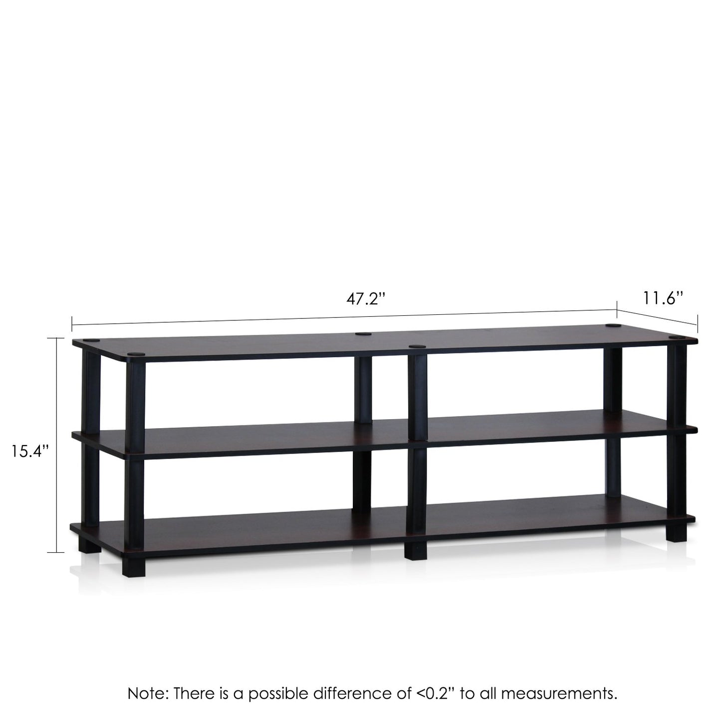 Furinno TURN-S-TUBE TV Stand, 3-Tier No Tools Entertainment Center, TV Console for TV up to 46 Inch, for Living Room, Bedroom, Dark Cherry