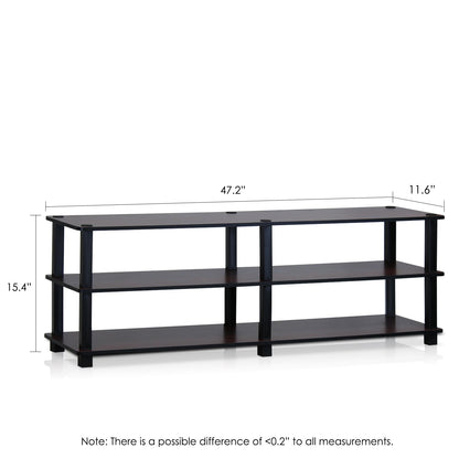 Furinno TURN-S-TUBE TV Stand, 3-Tier No Tools Entertainment Center, TV Console for TV up to 46 Inch, for Living Room, Bedroom, Dark Cherry