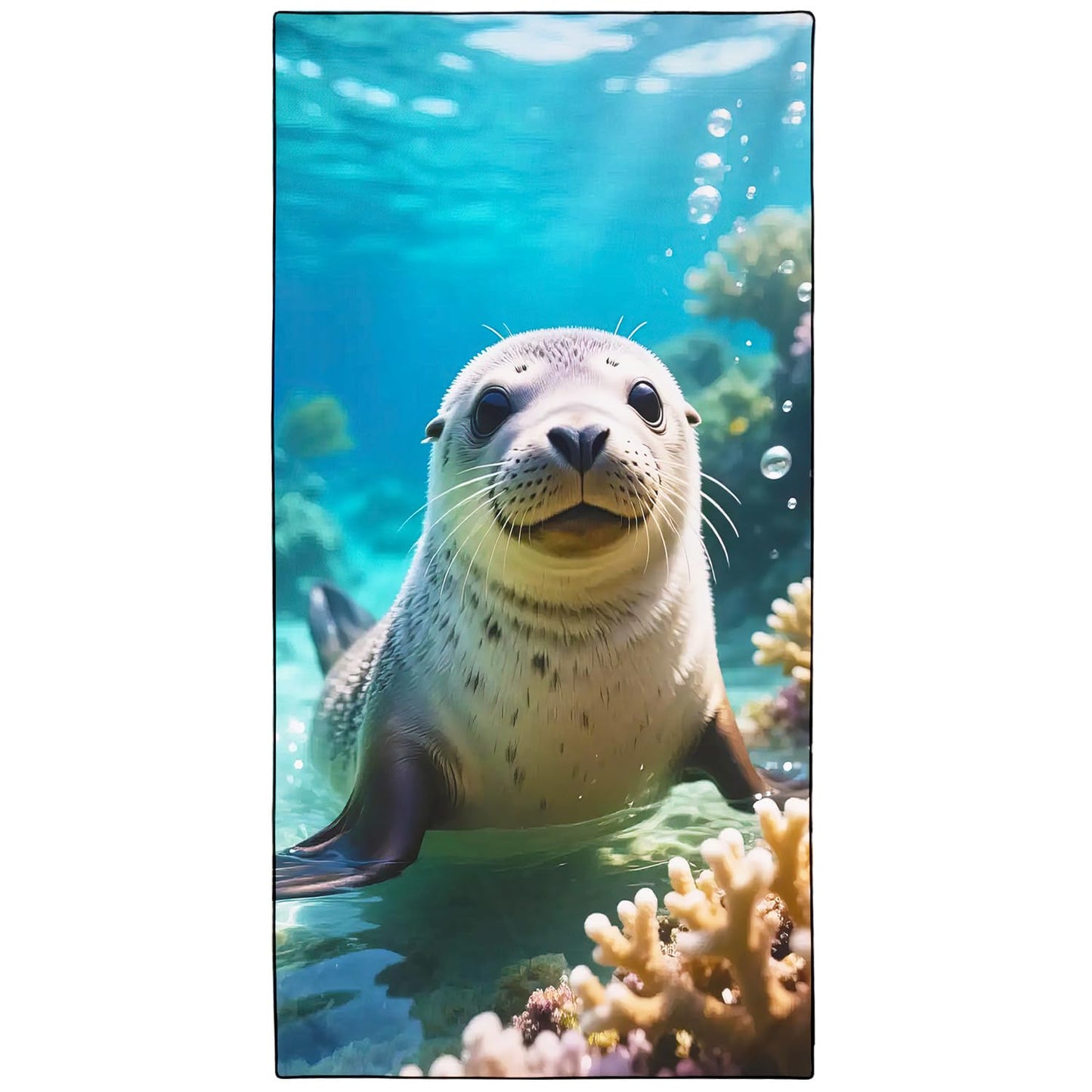Violetpos Underwater Seal Beach Towel, Extra Large 180x90 cm 250GSM Microfibre, Sand Free Quick Dry