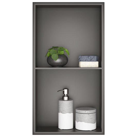 Sunrik Embedded Shower Niche - Stainless Steel, 30x60x10cm, Grey with Shelf