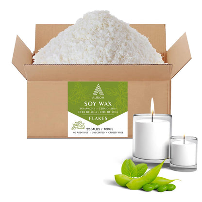 Auroh 100% Pure Soy Wax for Candle Making 10KG Natural SOYA Container Wax Flakes  Biodegradable, eco-Friendly Wax