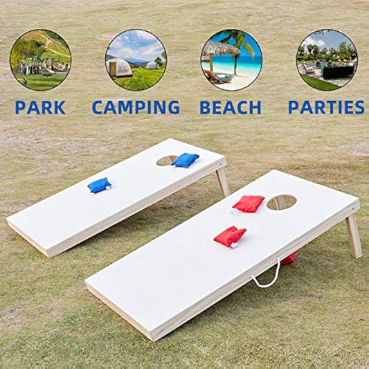 Pointyard Outdoor Cornhole Set - Regulation Cornhole Games with 8 All-Weather Bean Bags and Carrying Case - Portable Backyard Board Game for Teens Adults Family