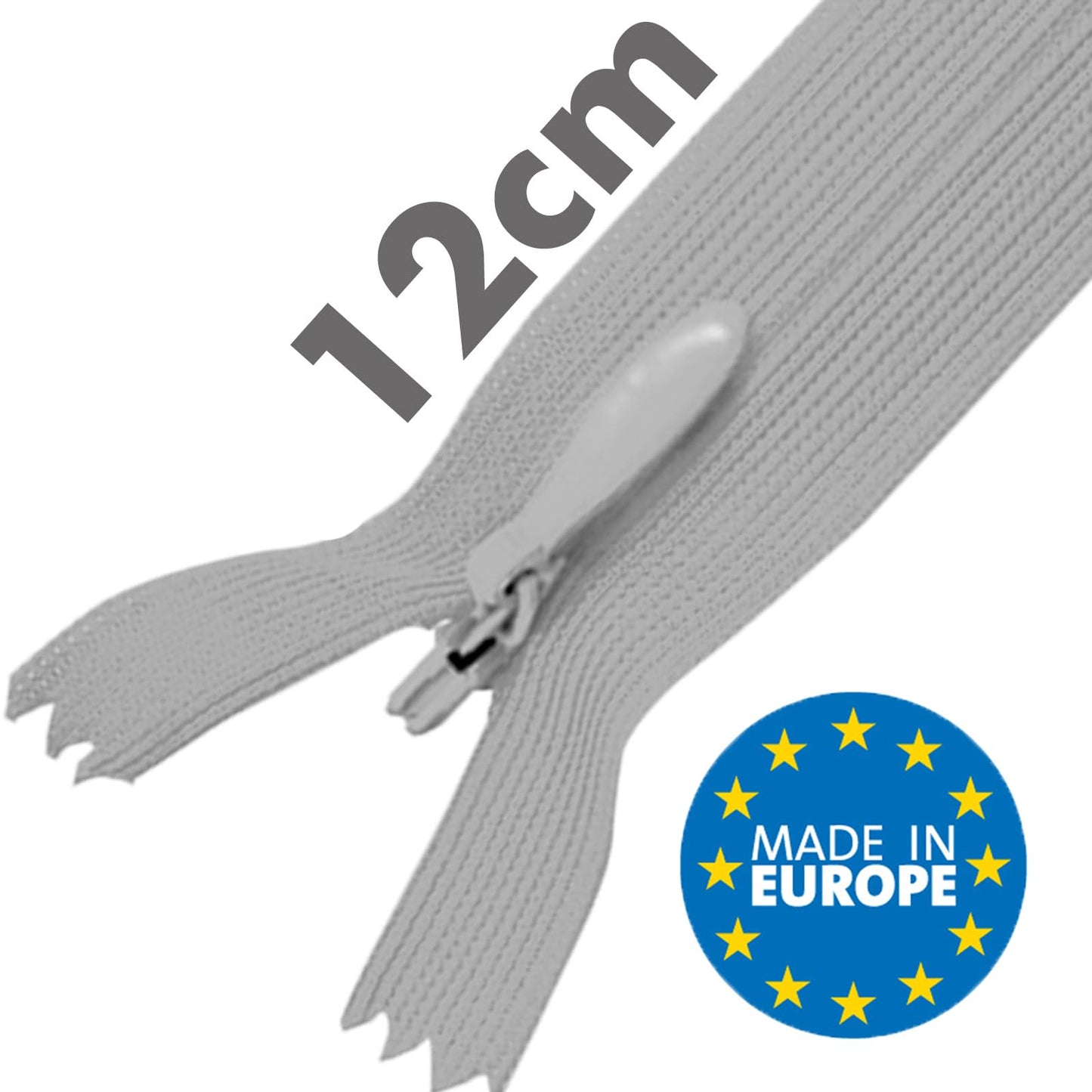 MARARDI [Pack 5] Invisible Zippers [Grey] Nylon [12cm] Zippers for Sewing and Crafts Fabric Garment Machine Sewing Bags Cotton Fabric with Metal