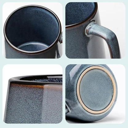Ximoryn Set of 4 700ML Large Blue Ceramic Coffee Mugs with Big Handles - Extra Jumbo Tea Cup Mug for Office and Home, Gift and Present
