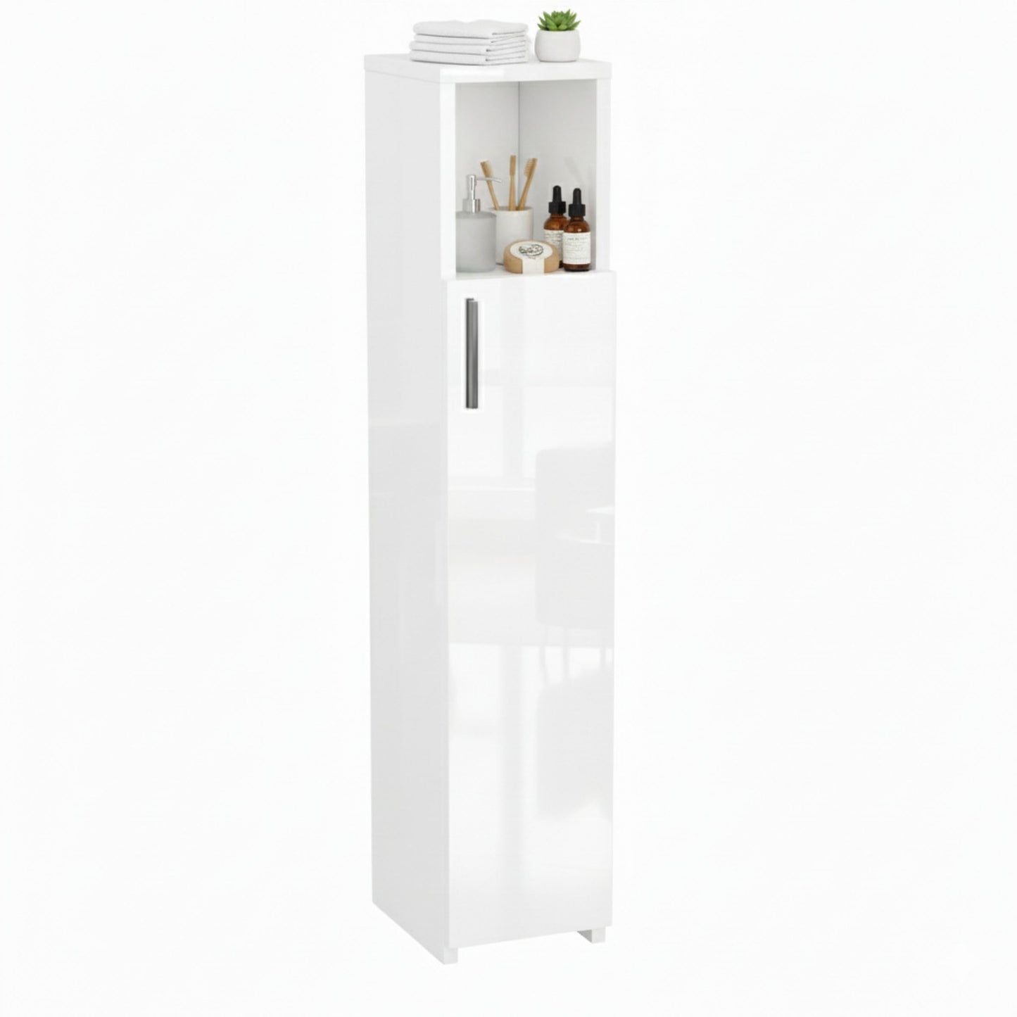 ComfortCove Slim Bathroom Cabinet, Tall Bathroom Cabinet, Gloss White