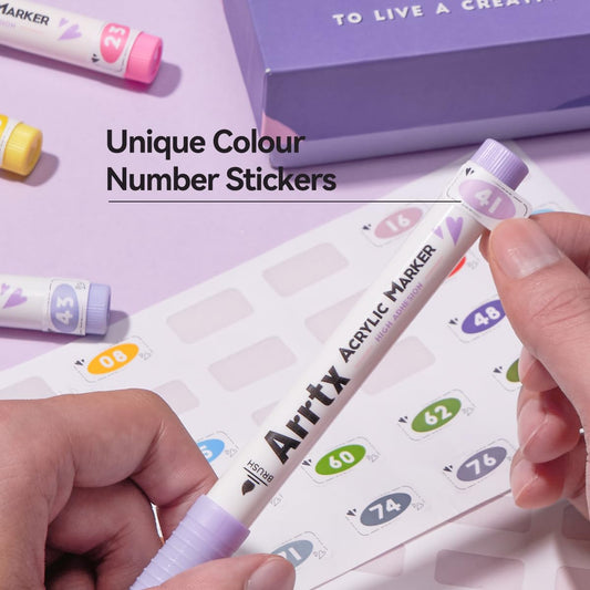 Arrtx Acrylic Paint Pens 30A Colors,Acrylic Paint Markers,Brush Tip,for Rock Painting,Wood,Ceramics,Glass,Canvas,Metal and DIY Project,Gift for her