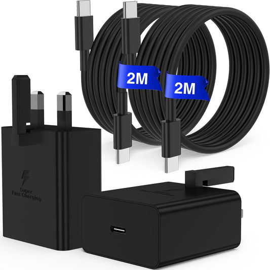 [2M+2M] 45W Super Fast Charger Type C, for Samsung Galaxy S25 S24 Charger Block with 2M Type C Charging Cord for Samsung Galaxy S25 S24 S23 Ultra/S22,