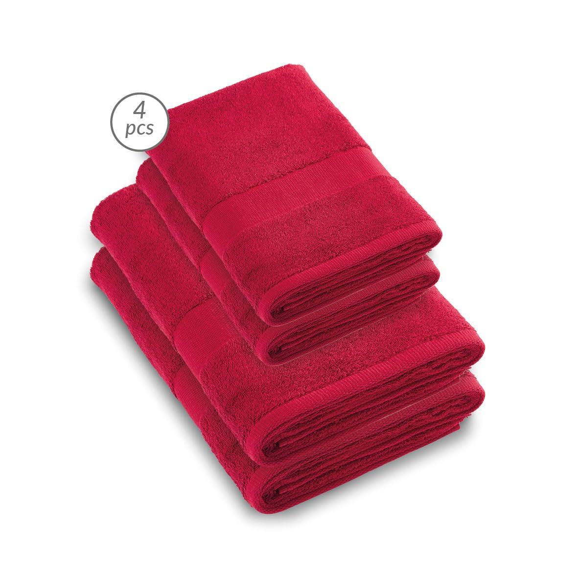 Pure Cotton - Set of 2 Towels & 2 Bath Sheets - Combed Cotton Fabric - Standard 100 Oeko-TEX - Washable 40°C - 2 x 50 x 100 cm / 2 x 70 x 140 cm