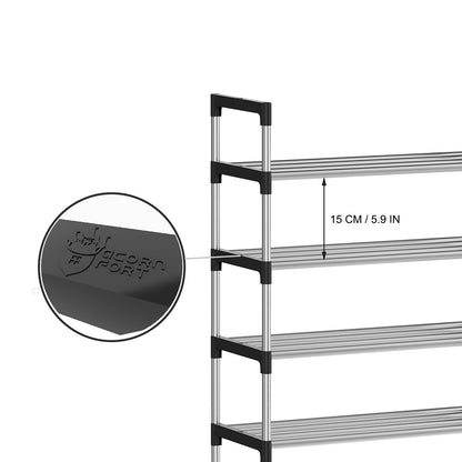 AcornFort® S-5 8 Tiers 24 Pairs Small Shoe Storage Rack Organiser Shelf Hold Stand Silver