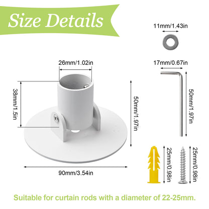 UFURMATE Shower Curtain Rod Bracket, 2Pcs 26mm Inner Diameter Titanium Steel Shower Curtain Rod Single Swivel Flange Curtain Rod Wall-Mount Bracket