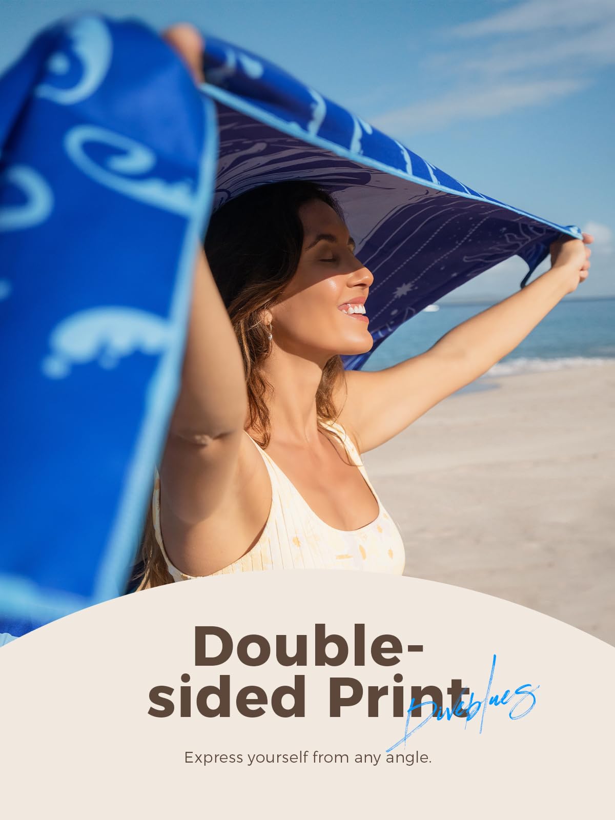 Diveblues Microfiber Beach Towel Fast Drying, Extra Large 71" x 32" Sand Free Beach Towel Super Lightweight Towels for Swimming Pool, Camping, Picnic