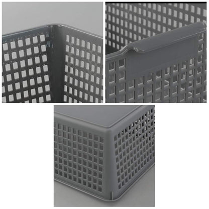 Rinboat Large Plastic Rectangle Storage Baskets, Gray, 6 Pack