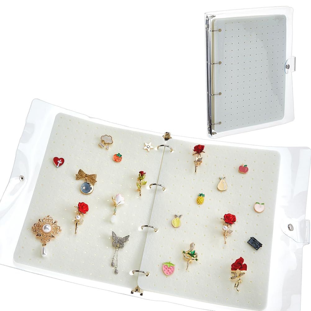 SUPERFINDINGS A4 Enamel Pin Display Book 6 Page Pin Collection Display Holder 300 Pins Capacity Pins Storage Organizer Portable Lapel Brooch Holder