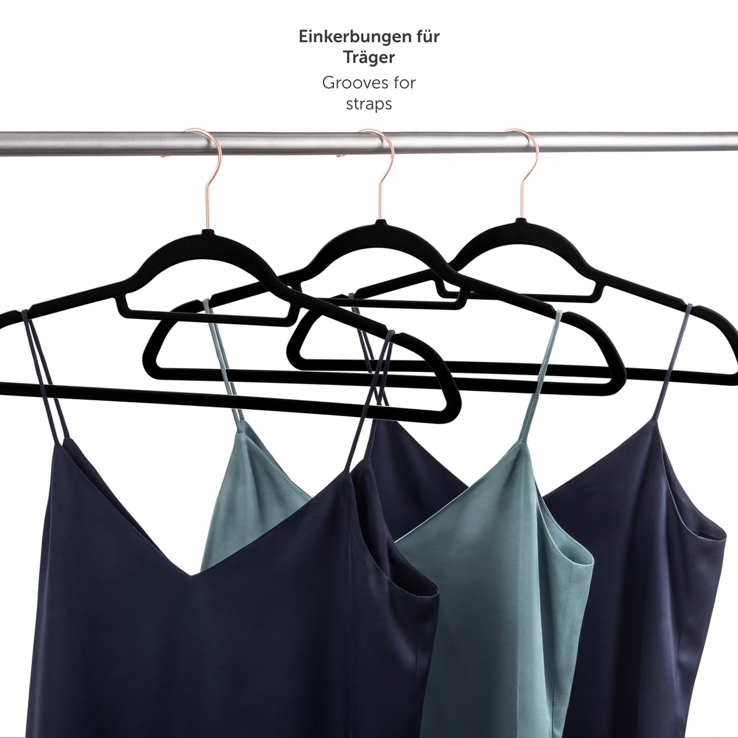 Blumtal Velvet Clothes Hangers 30 Pack – Non-Slip, Space-Saving, Heavy-Duty Hangers with 360° Swivel Hook – Rosegold/Black
