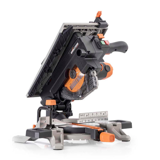 Evolution Power Tools R210MTS-G2 Convertible Mitre/Table Saw, Compact Multi-Function & Multi-Material Cutting, -47? Bevel & +/- 45? Mitre Angle, TCT